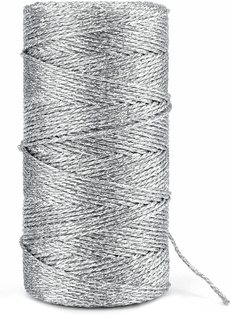 110Yards Decorative Metallic Bakers String - 1.5mm Silver Wrapping Twine String - Inelastic - Image 1
